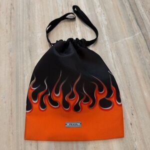 Prada Black and Orange Flame Design Bag